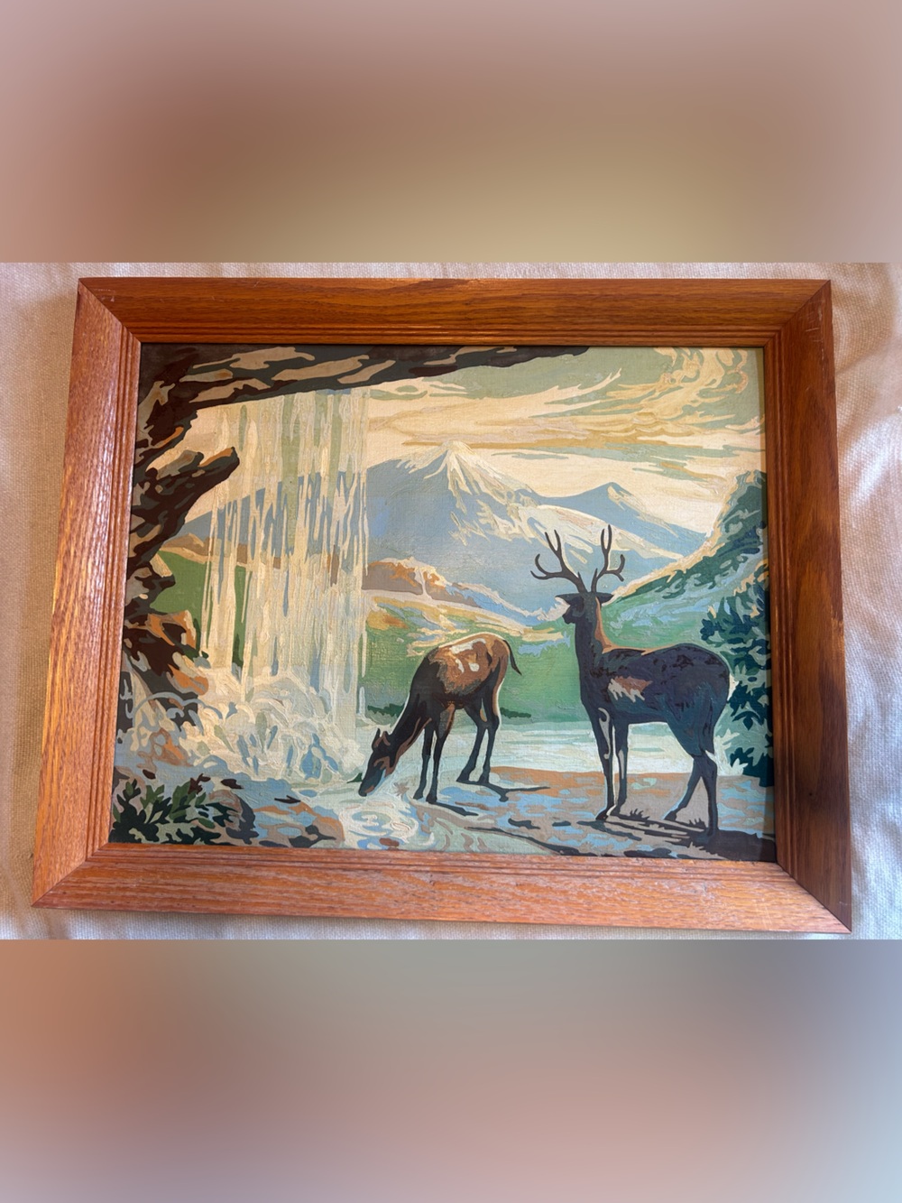 Vintage Paint by Number deer painting